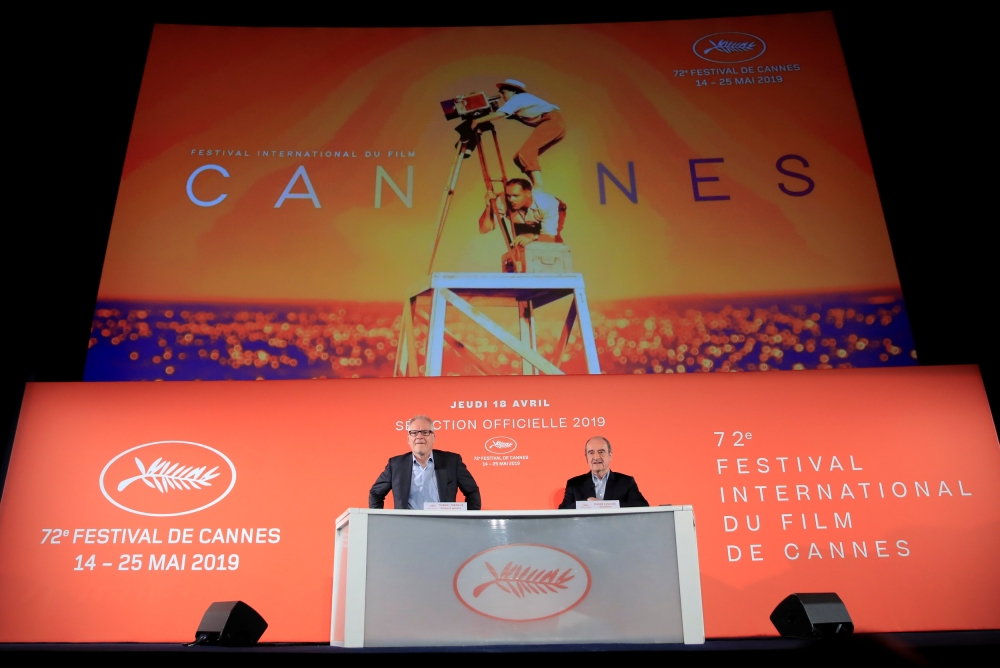 Cannes Film festival general delegate Thierry Fremaux and Cannes Film festival president Pierre Lescure attend a news conference to announce the official selection for the 72nd Cannes International Film Festival in Paris, France, Thursday. — Reuters