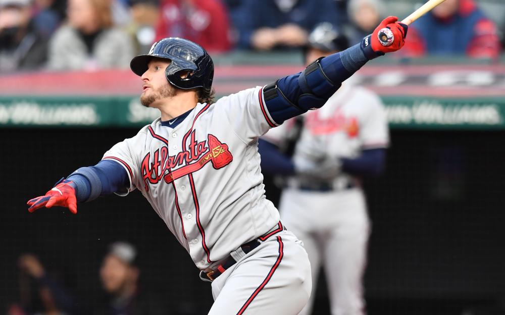 Atlanta Braves Third base Josh Donaldson warms up during the game