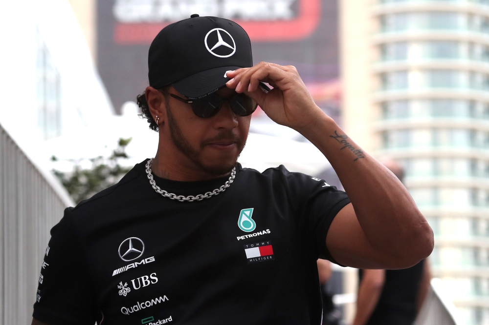 Mercedes' Lewis Hamilton gearing up for the Azerbaijan Formula One Grand Prix at Baku City Circuit, Baku, Azerbaijan,  on Thursday. —  Reuters