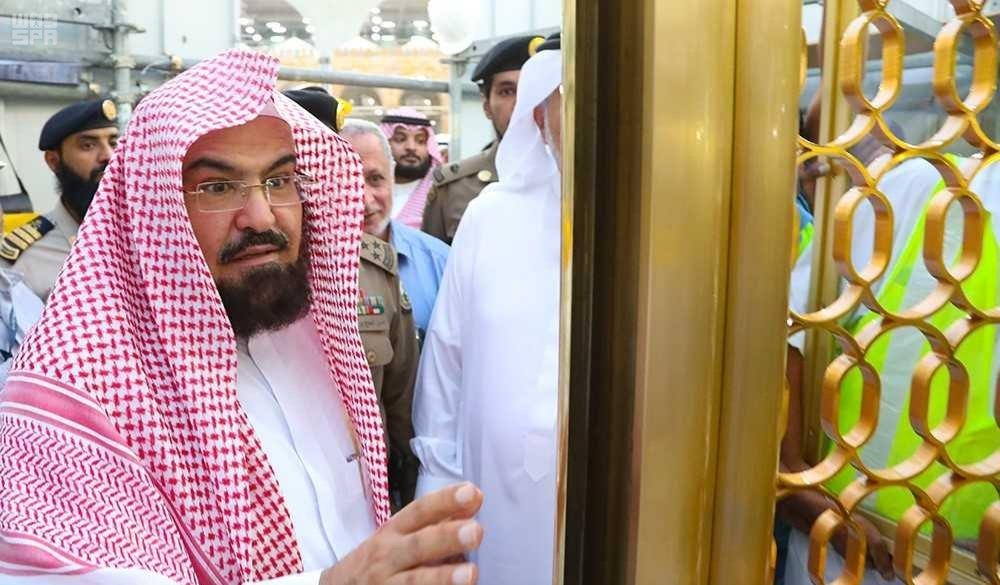 Sheikh Abdurahman Al-Sudais, head of the Presidency for the Affairs of the Two Holy Mosques, inspects the progress of the ongoing maintenance works of Maqam Ibrahim at the Grand Mosque in Makkah on Friday. — SPA
