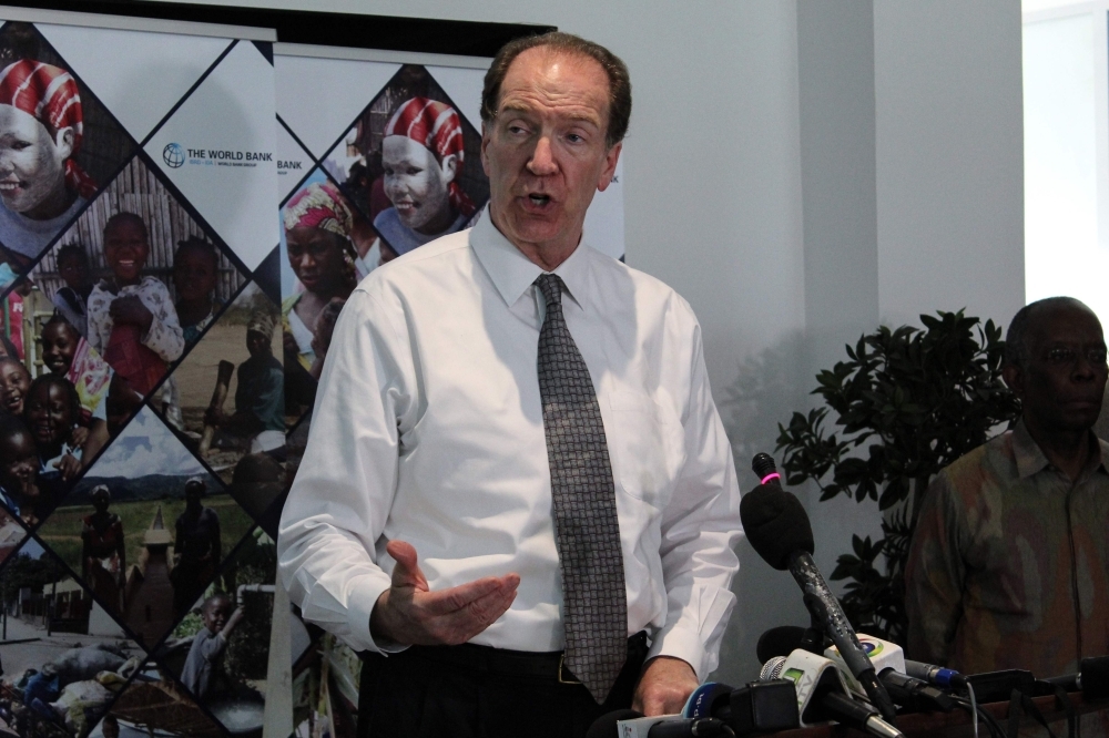 World Bank President David Malpass speaks during a press conference in Maputo on Friday. — AFP