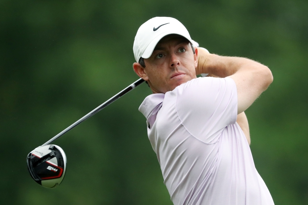 Rory McIlroy of Northern Ireland plays his shot from the 15th tee during the second round of the 2019 Wells Fargo Championship at Quail Hollow Club on Thursday in Charlotte, North Carolina. — AFP