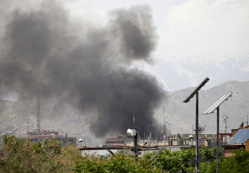 Smoke rises from the site of a blast in Kabul on Wednesday. — Reuters