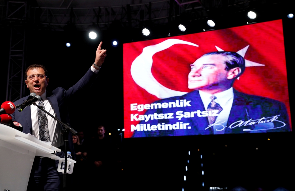 Ekrem Imamoglu of the main opposition Republican People’s Party (CHP), who was elected mayor after the March 31 elections, addresses his supporters after the High Election Board (YSK) decided to re-run the mayoral election, in Istanbul, Turkey, in this May 6, 2019 file photo. — Reuters