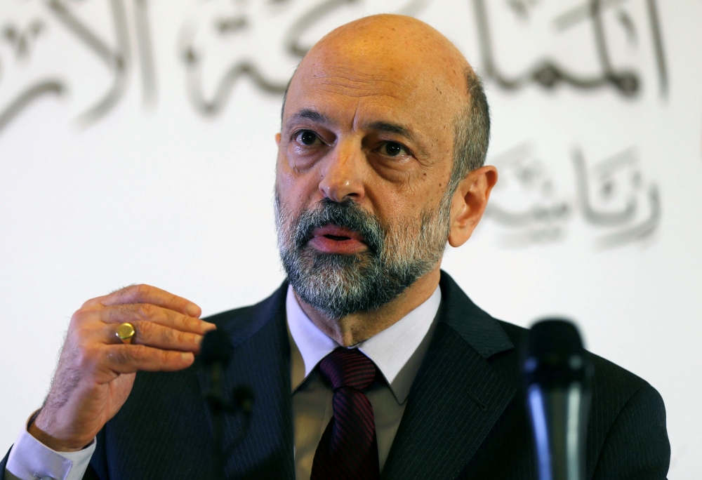 Jordan’s Prime Minister Omar Al-Razzaz speaks to the media during a news conference in Amman in this April 9, 2019 file photo. — Reuters