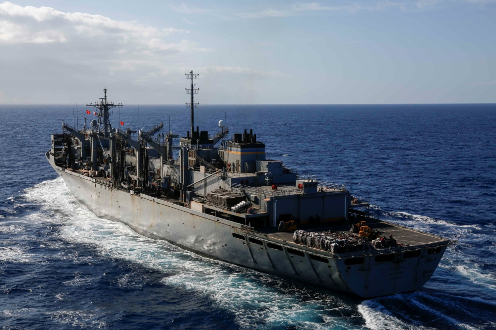 The fast combat support ship USNS Arctic pulls alongside the Nimitz-class aircraft carrier USS Abraham Lincoln to conduct a replenishment-at-sea in the Mediterranean Sea, in this May 8, 2019 file photo. — Reuters