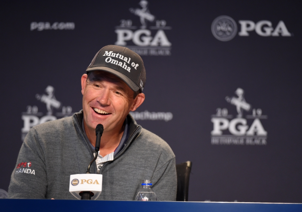 Padraig Harrington addresses the media during press conference before the PGA Championship golf tournament at Bethpage State Park - Black Course. — Reuters