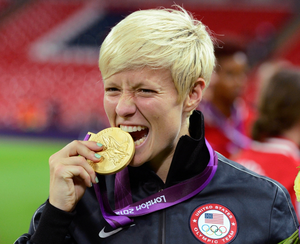 United States forward Megan Rapinoe (15) reacts following her goal in the second half during an International Friendly Women's Soccer match against Australia at Dick's Sporting Goods Park Commerce City, CO, USA. — Reuters