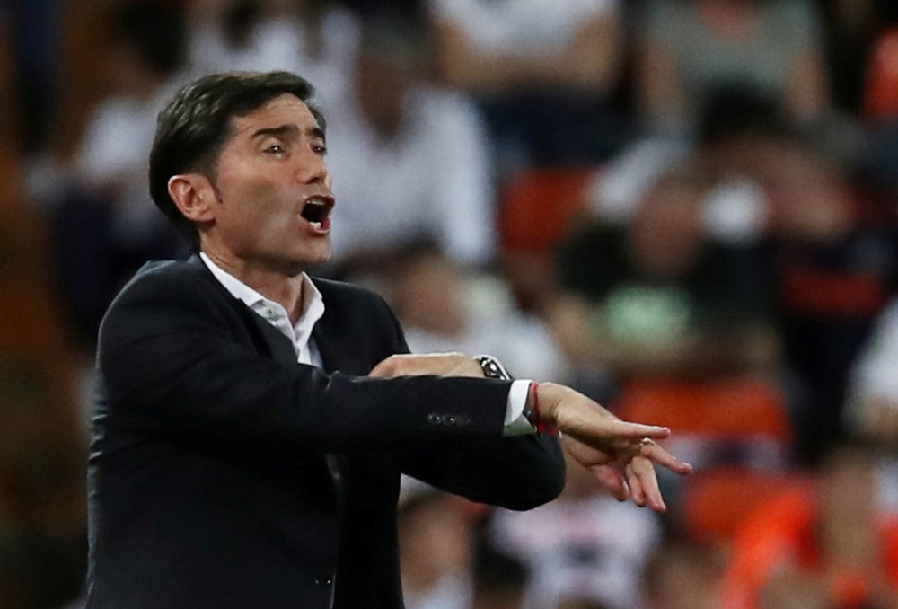 Valencia coach Marcelino Garcia gestures during the Europa League semifinal second leg against Arsenal at Mestalla, Valencia, Spain, in this file photo. — Reuters