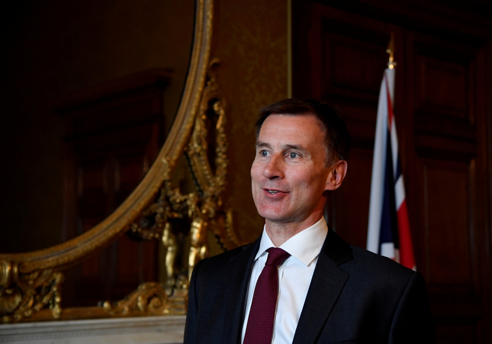 Britain's Foreign Secretary Jeremy Hunt speaks with Reuters at the Foreign Office in London in this May 7, 2019 file photo. — Reuters