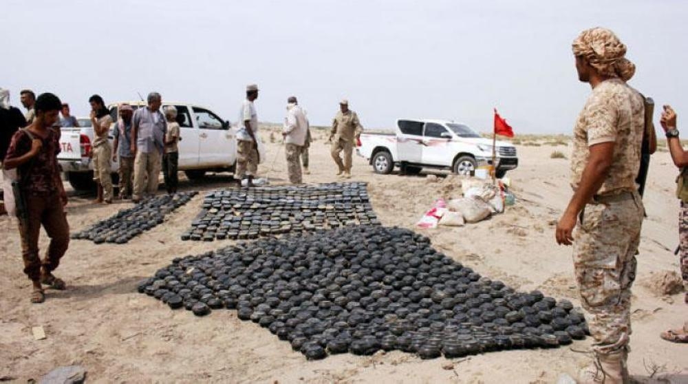 Members of a Yemeni military demining unit prepare to destroy unexploded bombs and mines collected from conflict areas near the southern port city of Aden, Yemen, in this file photo. — Reuters