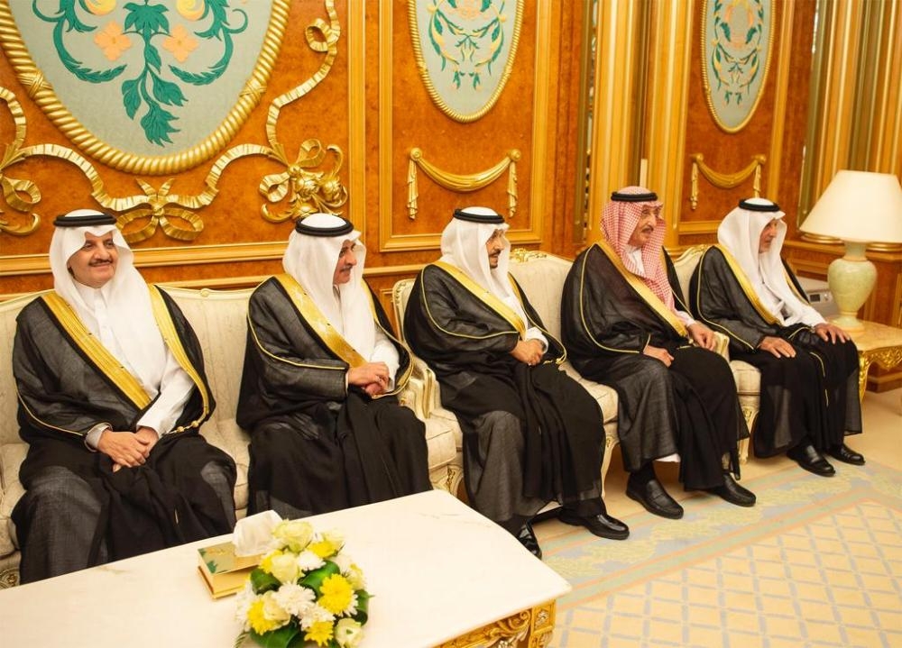 Custodian of the Two Holy Mosques King Salman receives emirs of various regions at Al-Salam Palace in Jeddah on Tuesday –SPA 