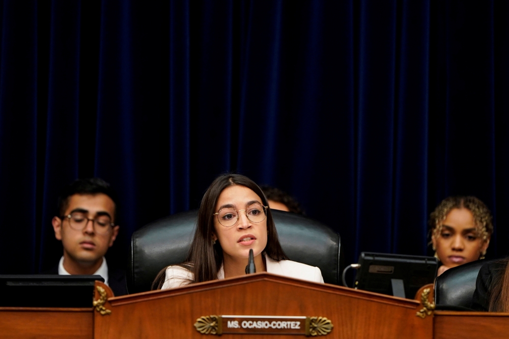 Rep. Alexandria Ocasio-Cortez (D-NY), acting as chairman of the Civil Rights and Civil Liberties Subcommittee, speaks during a hearing on 