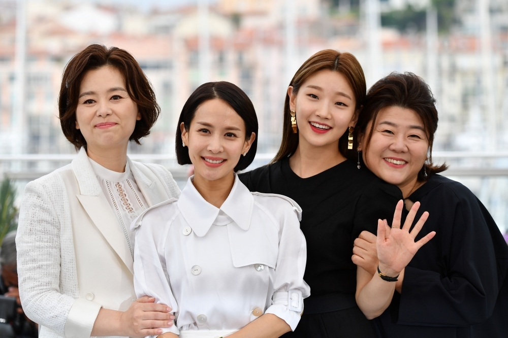 (From L) South korean actress Chang Hyae-Jin, South Korean actress Cho Yeo-Jeong, South Korean actress Park So-Dam and South Korean actress Lee Jung-Eun pose during a photocall for the film 