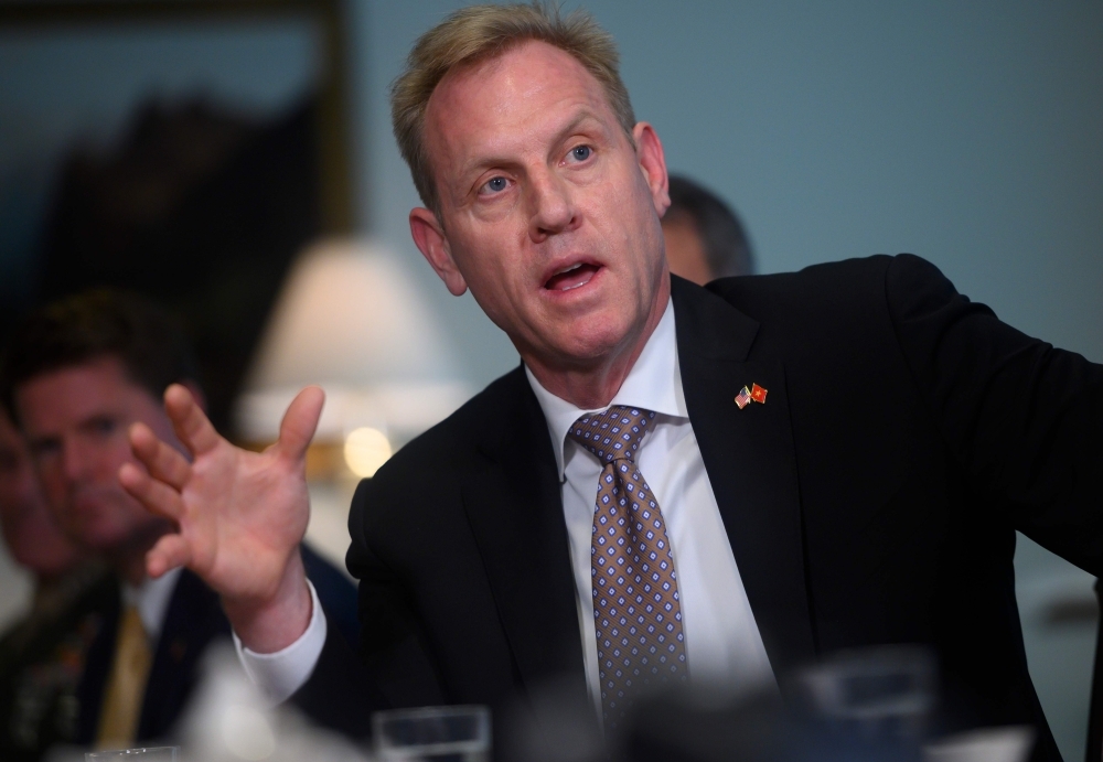 Acting US Secretary of Defense Patrick Shanahan speaks during a meeting with Vietnamese Deputy Prime Minister and Foreign Minister Pham Binh Minh, not seen, at the Pentagon in Washington on Thursday. — AFP
