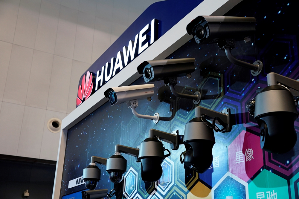 Huawei surveillance cameras are seen displayed at the security exhibition in Shanghai, China, on Friday. — Reuters