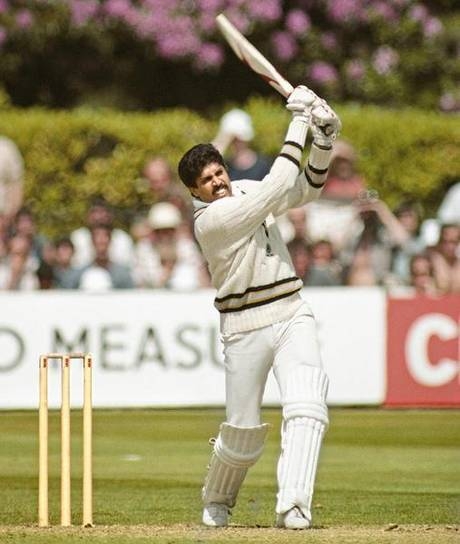 India captain Kapil Dev during his 175 not out against Zimbabwe during the 1983 World Cup in Tunbridge Wells in this file photo. — AFP