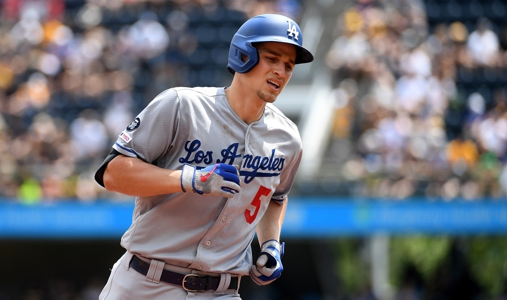Corey Seager #5 of the Los Angeles Dodgers rounds the bases after hitting a solo home run to center field in the second inning during the game against the Pittsburgh Pirates at PNC Park in Pittsburgh, Pennsylvania, on Sunday. — AFP