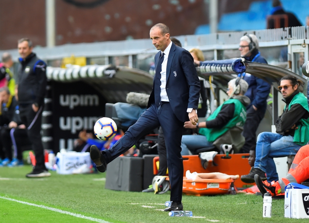 Juventus coach Massimiliano Allegri is seen during Sampdoria vs Juventus match at Stadio Comunale Luigi Ferraris, Genoa, Italy, on Sunday. — Reuters