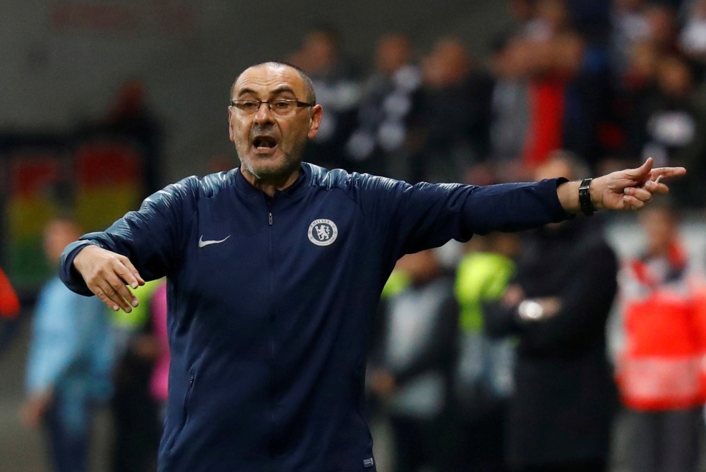 Chelsea manager Maurizio Sarri gestures during the Europa League semifinal first leg against Eintracht Frankfurt at the Commerzbank-Arena, Frankfurt, Germany, in this file photo. — Reuters