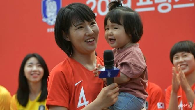 Hwang Bo-ram will become the first mother to play for South Korea at the Women's World Cup. — AFP