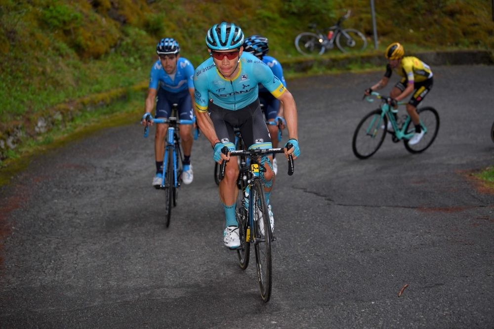 Team Jumbo rider Slovenia's Primoz Roglic climbs during the stage sixteen of the 102nd Giro d'Italia - Tour of Italy - cycle race, 226kms from Lovere to Ponte Di Legno on Tuesday. — AFP