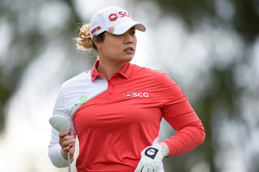 Ariya Jutanugarn watches her shot off the tee on the third hole during the first round of the ANA Inspiration golf tournament at Mission Hills CC – Dinah Shore Tournament Course, in this Apr 4, 2019 file photo. — Reuters