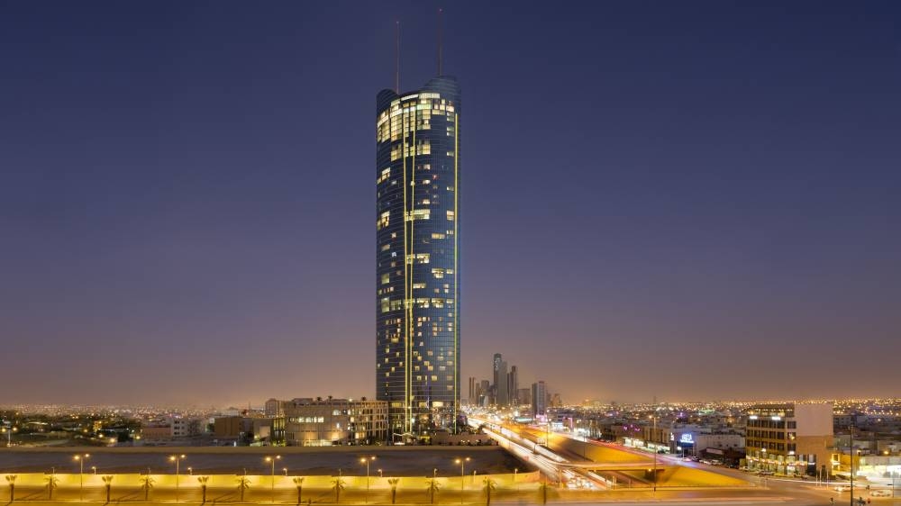 Burj Rafal exterior at dusk