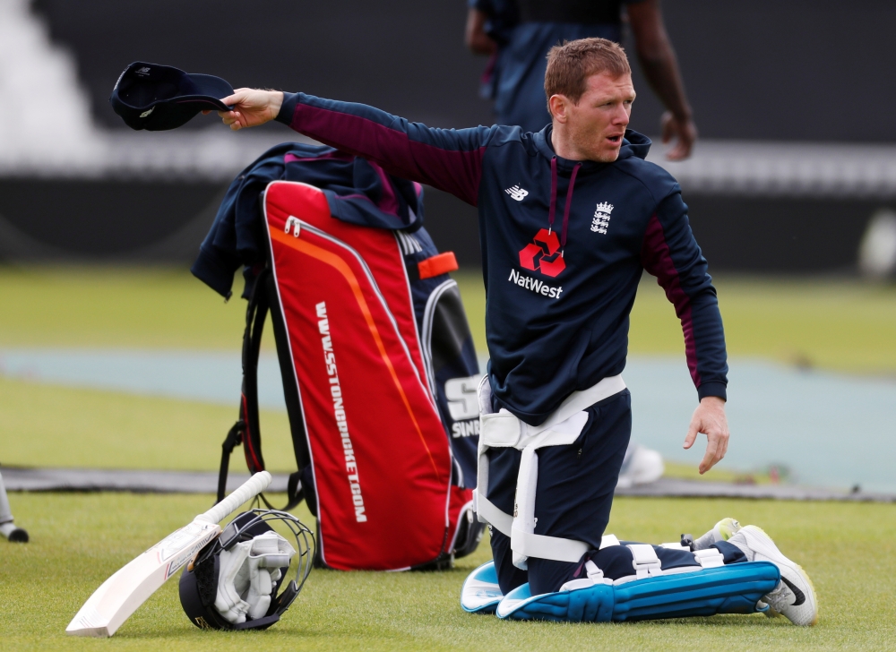 England's Eoin Morgan during nets prior to the ICC Cricket World Cup match against South Africa at the Kia Oval, London, Britain, on Wednesday. — Reuters