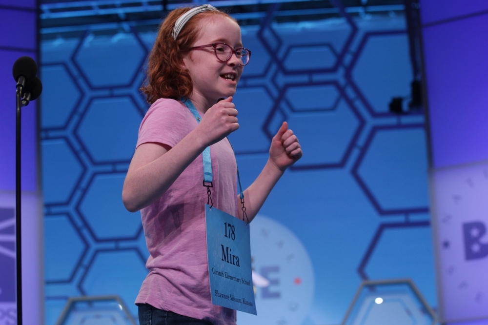 Zaara Noor, 12, concentrates while competing in the preliminaries of the 92nd annual Scripps National Spelling Bee in National Harbor, Maryland, US, Tuesday. — Reuters