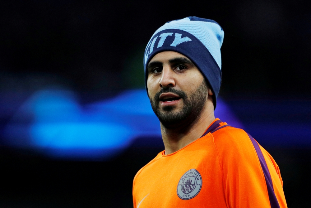 Manchester City's Riyad Mahrez during the warm up before the Champions League round of 16 second leg match against Schalke 04 at the Etihad Stadium, Manchester, Britain, in this file photo. Algeria have named Mahrez in their 23-man squad for the Africa Cup of Nations finals in Egypt.  — Reuters