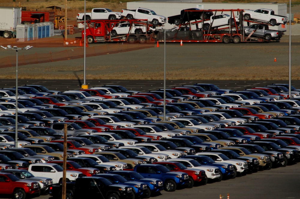 Newly assembled vehicles are seen at a stockyard of the automobile plant Toyota Motor Manufacturing of Baja California in Tijuana, Mexico, in this file photo. — Reuters