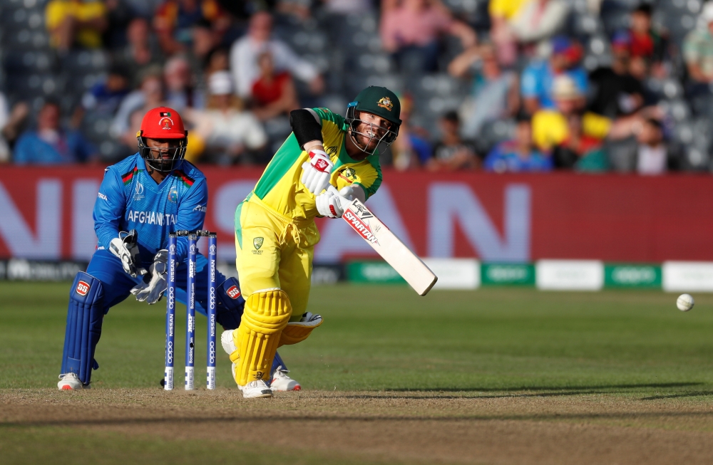 Australia's David Warner bats during an ICC Cricket World Cup match against in Bristol, England, on Saturday. — Reuters