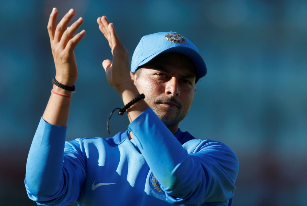 India's Kuldeep Yadav applauds the fans during the First International T20 match against England at Emirates Old Trafford, Manchester, Britain, in this file photo. — Reuters