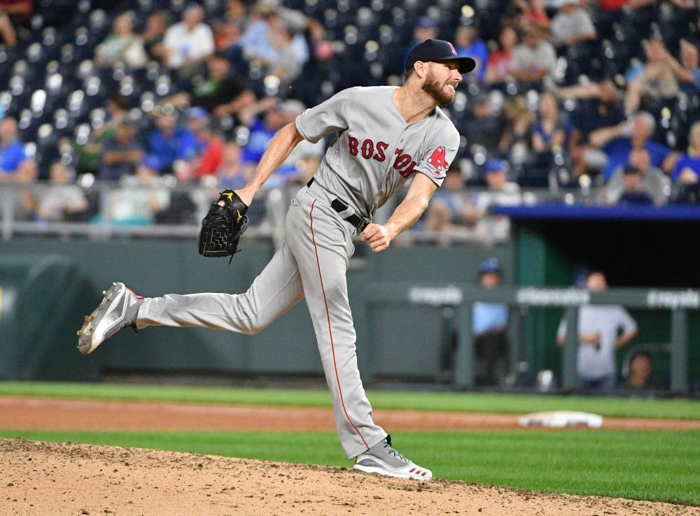 Boston Red Sox starting pitcher Chris Sale (41) delivers a pitch against the Kansas City Royals in the eighth inning at Kauffman Stadium. — Reuters