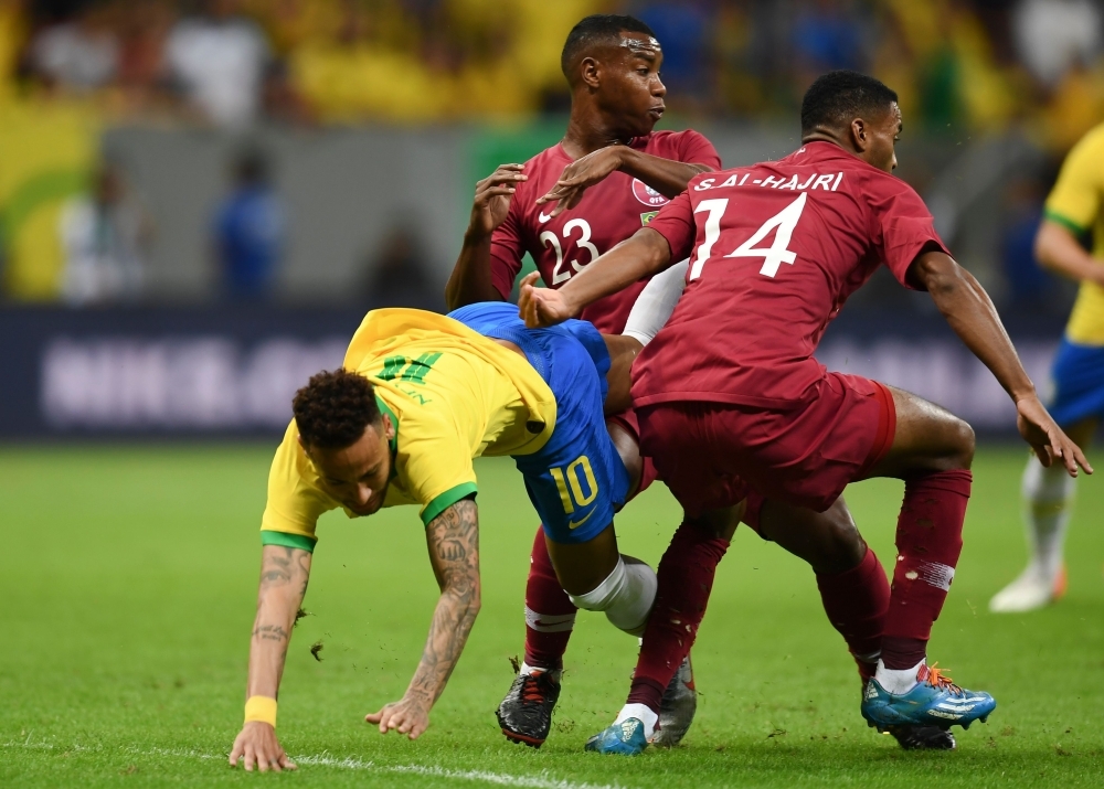 Brazil's Neymar leaves the pitch injured during a friendly football match against Qatar at the Mane Garrincha stadium in  on Wednesday, ahead of Brazil 2019 Copa America. — AFP