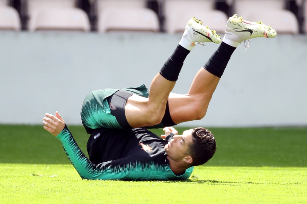 Portugal's Cristiano Ronaldo during training for the UEFA Nations League at the Estadio do Dragao, Porto, Portugal. — Reuters