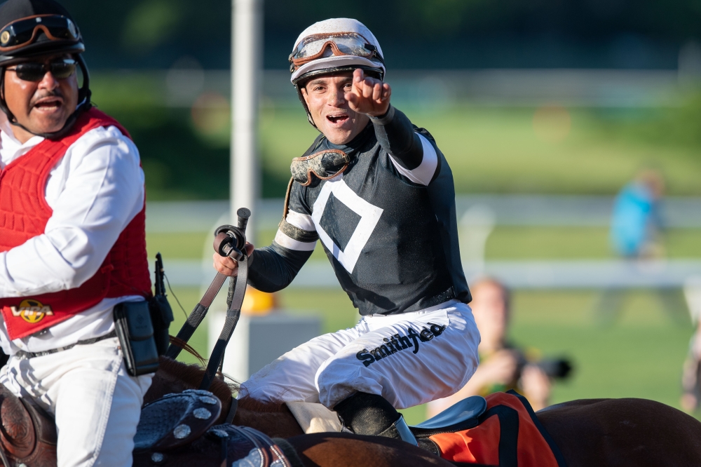 Jockey Joel Rosario and Sir Winston win the 151st running of the Belmont Stakes at Belmont Park. — Reuters