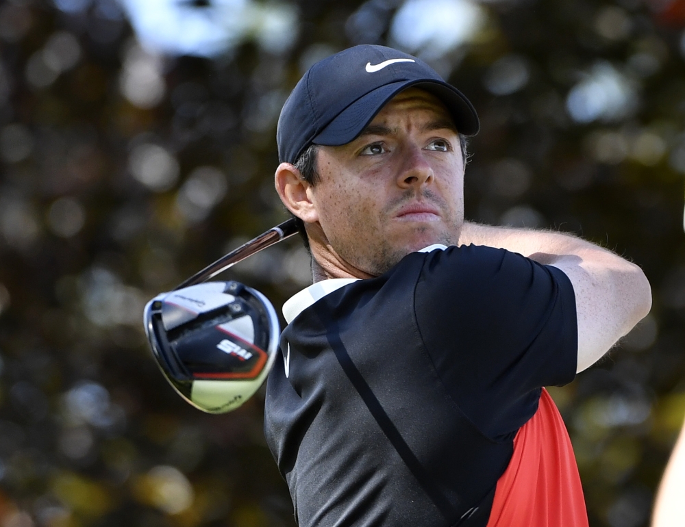 Rory McIlroy tees off on the seventeenth hole during the third round of the 2019 RBC Canadian Open golf tournament at Hamilton Golf & Country Club. — Reuters