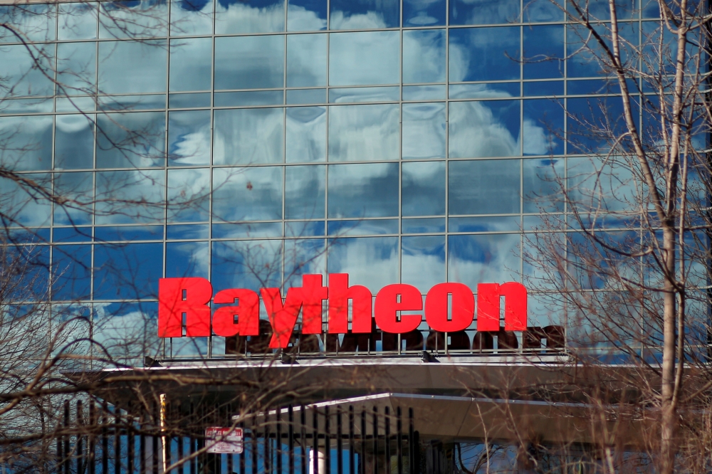 A sign marks the Raytheon offices in Woburn, Massachusetts, US. — Reuters