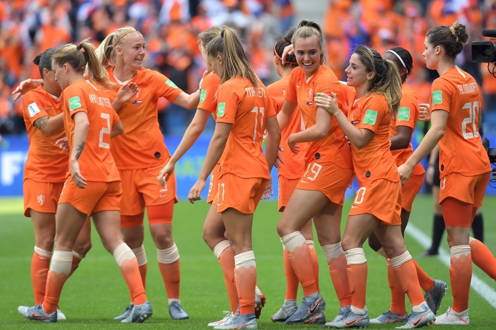 Netherlands' Jill Roord scores their first goal during the France 2019 Women's World Cup Group E football match against New Zealand  on Tuesday, at the Oceane Stadium in Le Havre, northwestern France. — Reuters