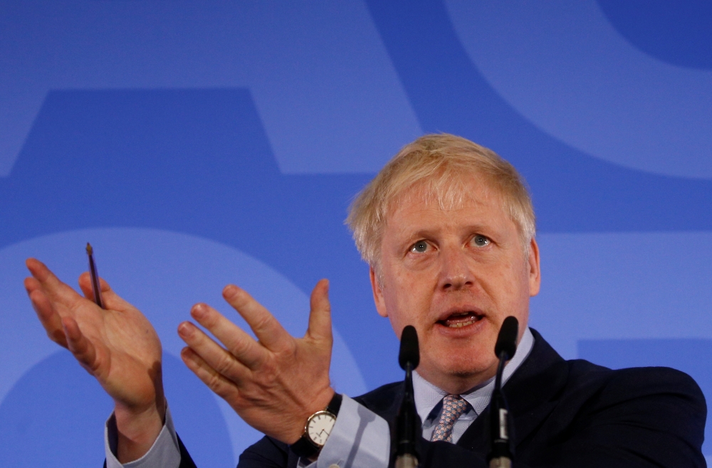 Conservative Party leadership candidate Boris Johnson gestures as he talks during the launch of his campaign in London on Wednesday. — Reuters