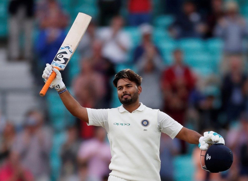 India's Rishabh Pant celebrates his century against England during the fifth Test at the Kia Oval, London, Britain on Sept. 11, 2018. — Reuters