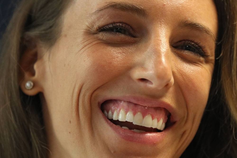 In this file photo, Gabriele Grunewald of the USA smiles during the USA Track & Field Outdoor Championship press conference prior to the 2017 USA Track & Field Outdoor Championships at the Sheraton Grand Sacramento in Sacramento, California.— AFP