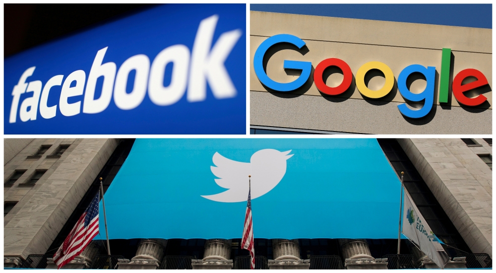 Facebook, Google and Twitter logos are seen in this combination photo from Reuters files. — Reuters