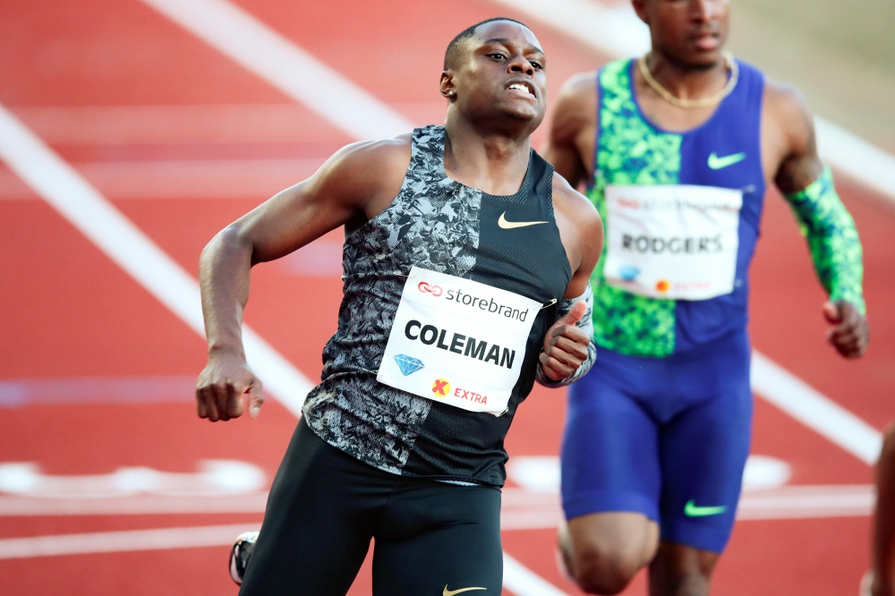 Chris Coleman of the US competes to win the Men's 100m during the IAAF Diamond League in Bislett Stadium in Oslo, Norway, on Thursday. – Reuters