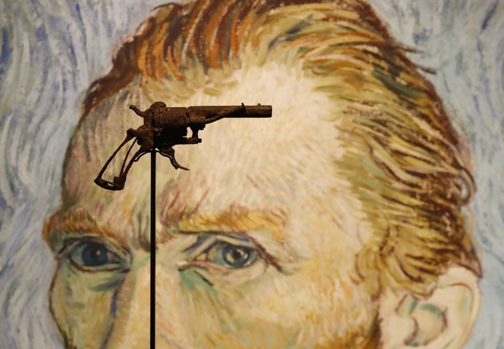 A revolver believed to be the gun Dutch 19th century painter Vincent Van Gogh would have used to kill himself on 27 July 1890 is on public display at Paris' Drouot auction house before it goes under the hammer. — AFP