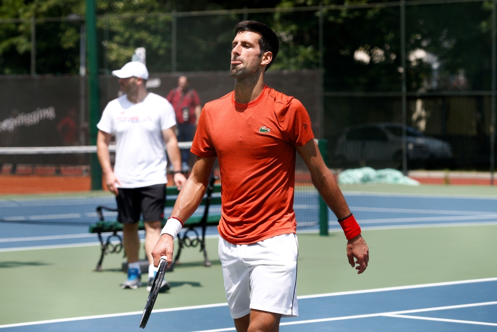 Novak Djokovic of Serbia meets with fans during a training session in Belgrade, Serbia, on Wednesday. — Reuters