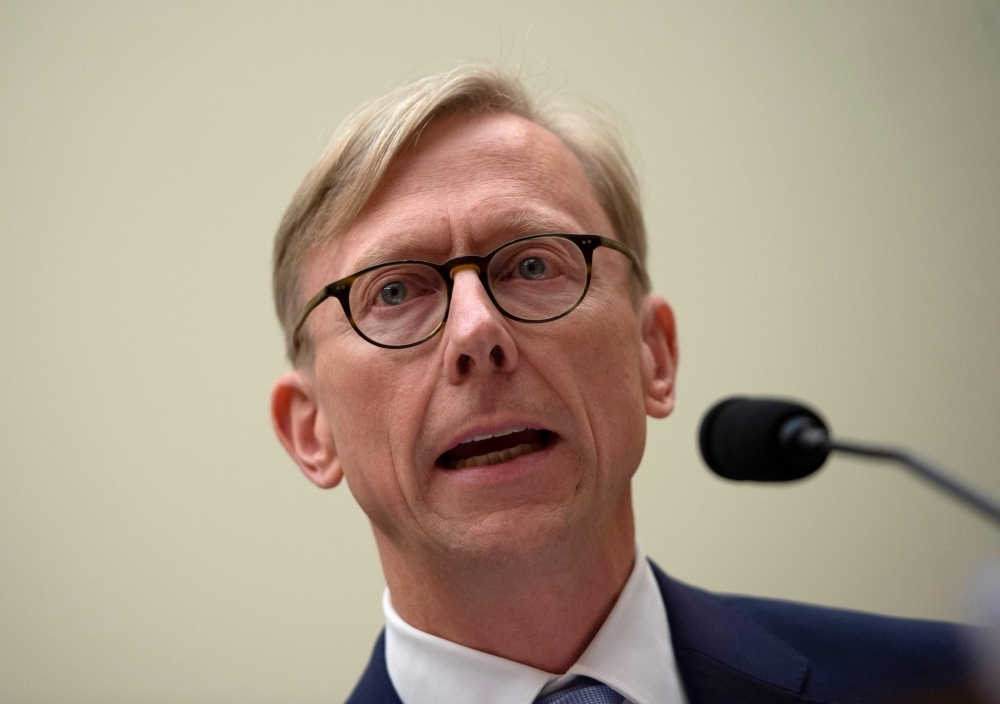 Brian Hook, the US Special Representative for Iran, testifies before a House Foreign Affairs Subcommittee on the Middle East, North Africa, and International Terrorism hearing at the Capitol in Washington, on Wednesday. — AFP