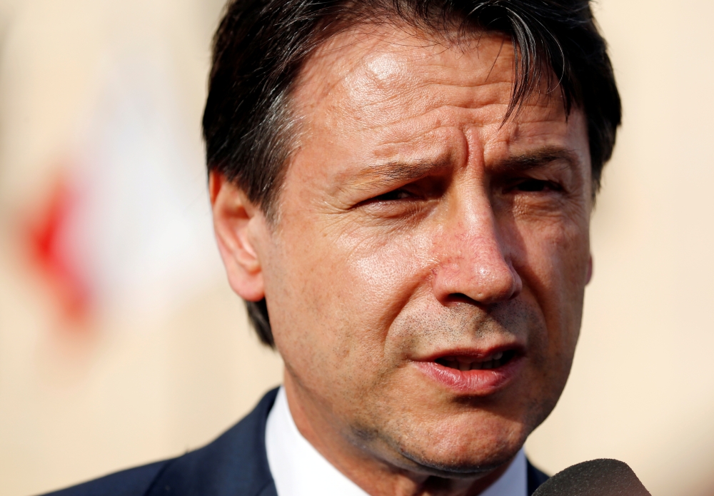 Italian Prime Minister Giuseppe Conte addresses the media at the Southern EU Countries Summit at the Auberge de Castille in Valletta, Malta, on June 14, 2019. — Reuters